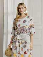 100% Silk Floral Embroidered Top - Social Queen