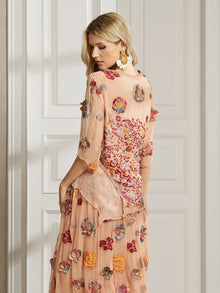 100% Silk Floral Embroidered Top - Social Queen