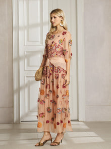100% Silk Floral Embroidered Top - Social Queen