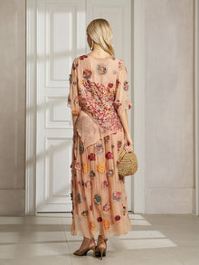 100% Silk Floral Embroidered Top - Social Queen