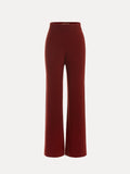 Social Queen 100% Wool Knit Elastic Trousers feature a high-waisted, straight-leg design in deep red with an elastic waistband, shown against a plain white background.