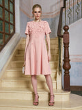 3D Floral Appliqué A-Line Dress - Social Queen