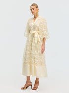3D Floral Appliqué A-Line Dress - Social Queen