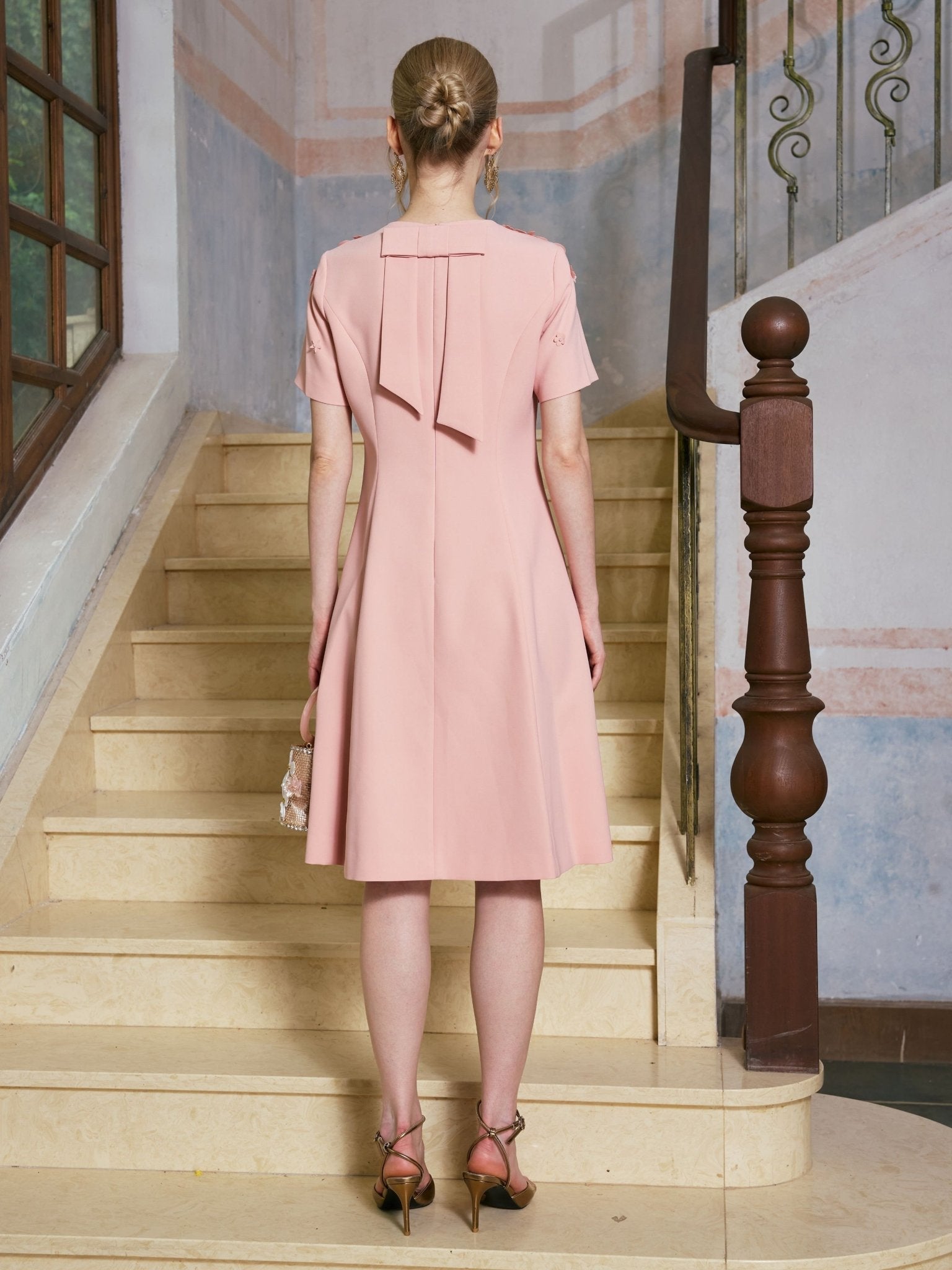 3D Floral Appliqué A-Line Dress - Social Queen
