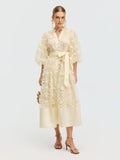 3D Floral Appliqué A-Line Dress - Social Queen