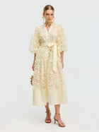 3D Floral Appliqué A-Line Dress - Social Queen