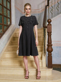 3D Floral Appliqué A-Line Dress - Social Queen