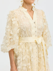 3D Floral Appliqué A-Line Dress - Social Queen