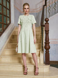3D Floral Appliqué A-Line Dress - Social Queen