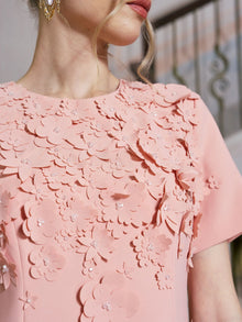 3D Floral Appliqué A-Line Dress - Social Queen