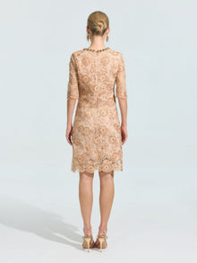 3D Floral Appliqué Lace Shift Dress - Social Queen