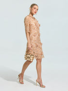 3D Floral Appliqué Lace Shift Dress - Social Queen