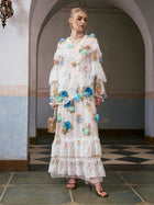 3D Floral Appliqué Mulberry Silk Skirt - Social Queen