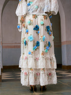 3D Floral Appliqué Mulberry Silk Skirt - Social Queen