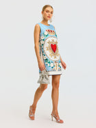 3D Floral Embellished Jacquard Dress - Social Queen