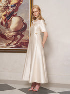 3D Floral Embellished Satin Dress - Social Queen