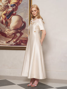 3D Floral Embellished Satin Dress - Social Queen