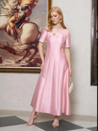 3D Floral Embellished Satin Dress - Social Queen