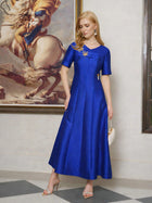 3D Floral Embellished Satin Dress - Social Queen