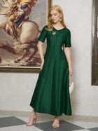 3D Floral Embellished Satin Dress - Social Queen