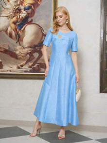 3D Floral Embellished Satin Dress - Social Queen