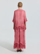 3D Floral Embroidered 100% Silk Ruffle Skirt - Social Queen