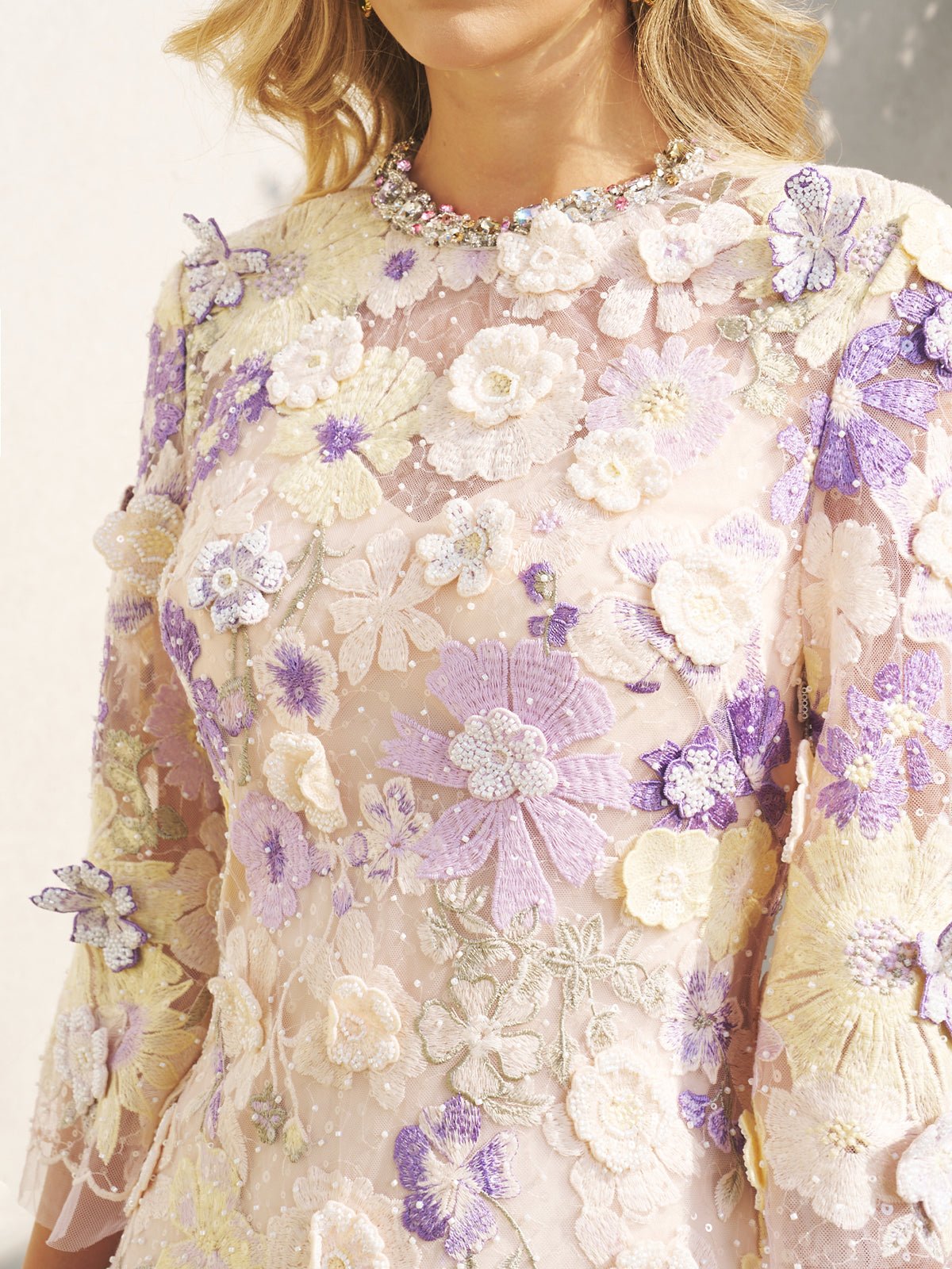 3D Floral Embroidered Beaded Dress