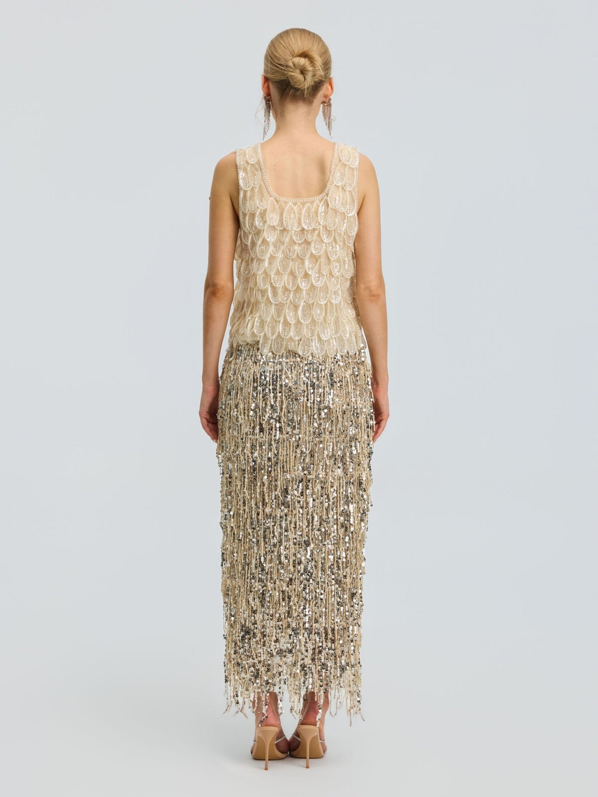 3D Leaf Beaded Mesh Top - Social Queen