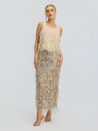 3D Leaf Beaded Mesh Top - Social Queen