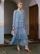 3D Rose Embroidered Blouse (Camisole Included) - Social Queen