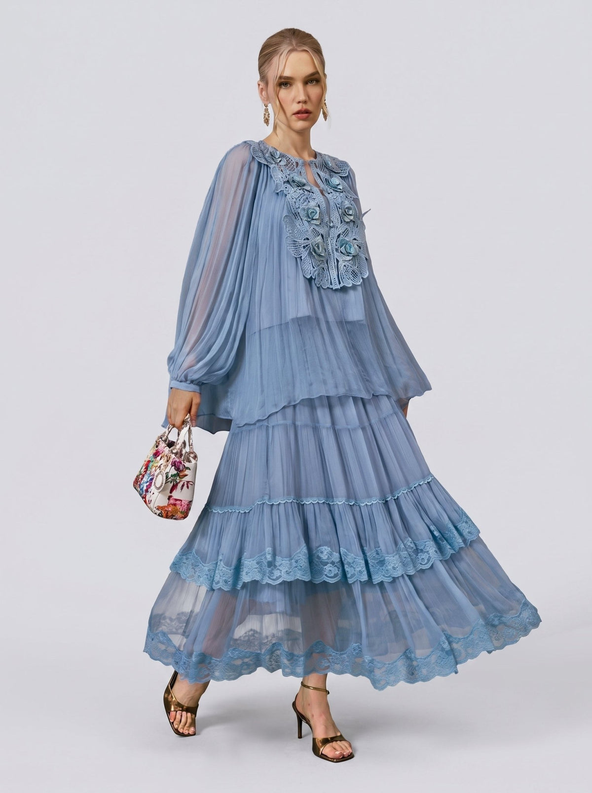 3D Rose Embroidered Blouse (Camisole Included) - Social Queen