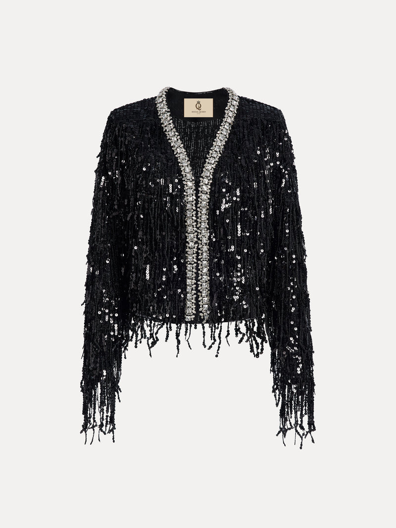 Sequin Fringe Glam Jacket