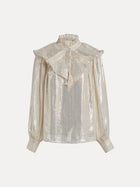 Ruffled Light Gold Satin Blouse