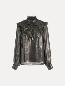 Luminous Metallic Ruffle Blouse