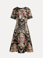 Luxe Gold Floral Satin Dress