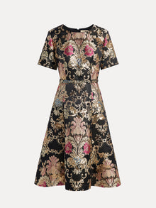 Luxe Gold Floral Satin Dress