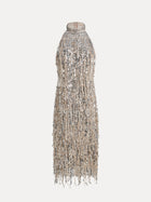 Sequin Fringe Halter Dress