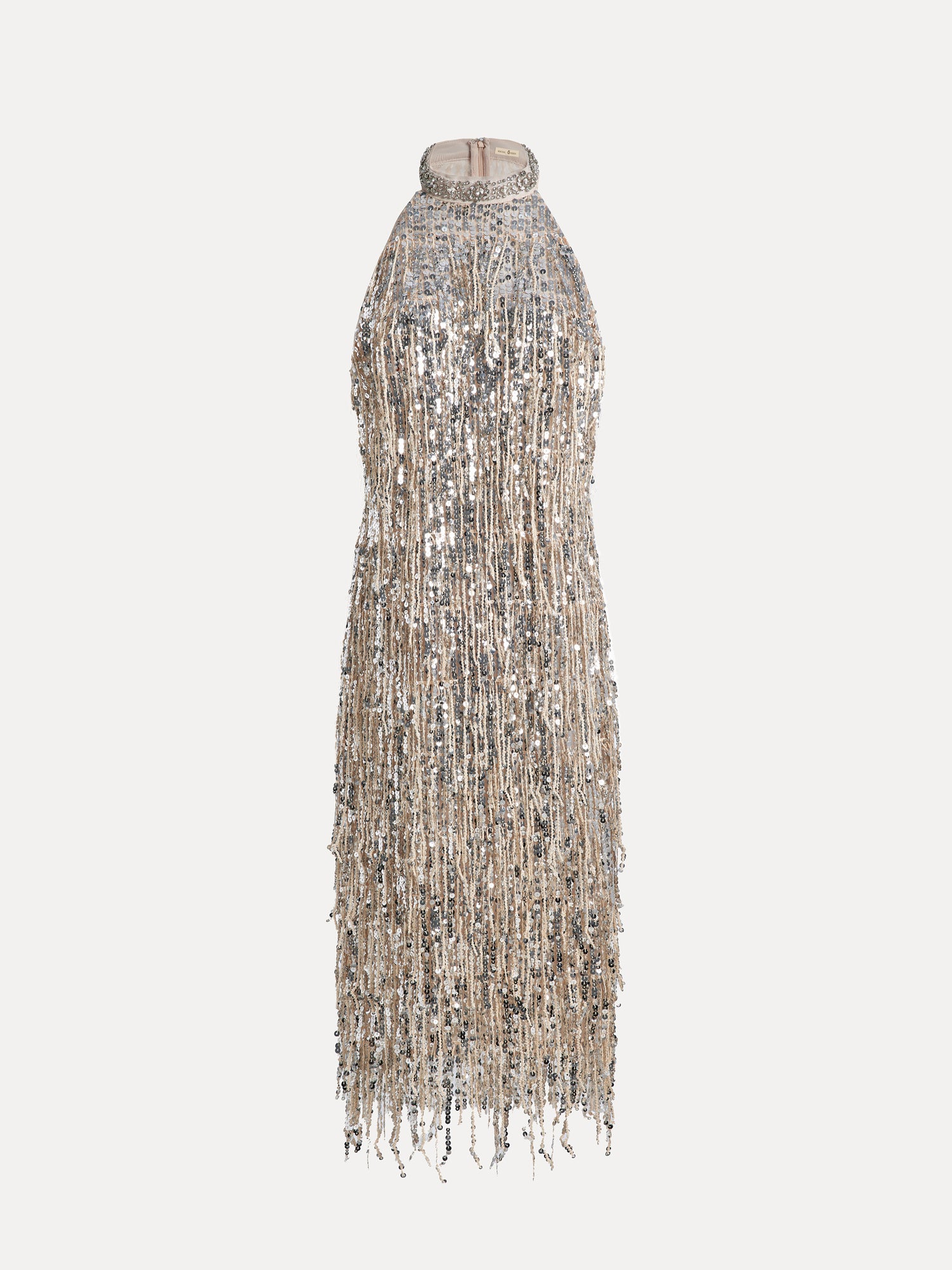 Sequin Fringe Halter Dress