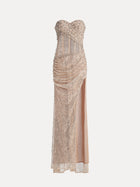 Radiant Crystal Mesh Pleated Gown