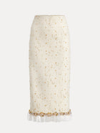 Ivory Gold Sequin Tweed Skirt