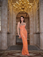 Amber Crystal Strapless Gown