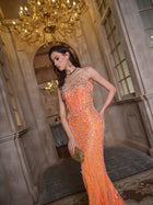 Amber Crystal Strapless Gown