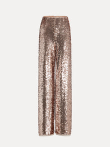 Champagne Sequin Wide-Leg Pants