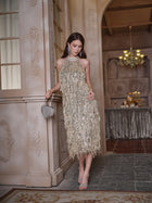 Sequin Fringe Halter Dress