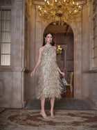 Sequin Fringe Halter Dress