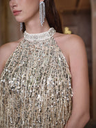 Sequin Fringe Halter Dress