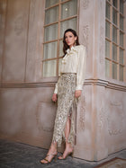 Ruffled Light Gold Satin Blouse