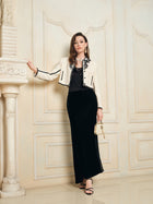 Lace-Embroidered Tweed Cropped Jacket