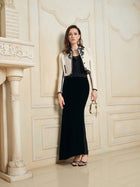 Lace-Embroidered Tweed Cropped Jacket