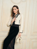 Lace-Embroidered Tweed Cropped Jacket